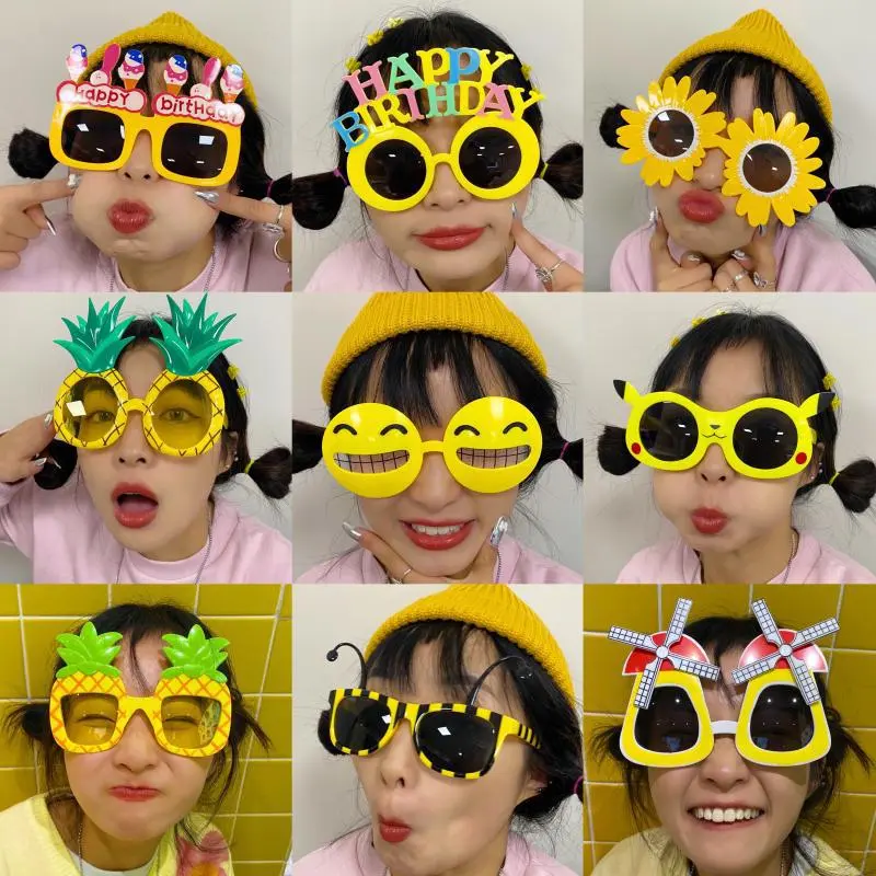 Sunflower Glasses Ins Funny Sand Carving Sunglasses for Female with Concave Shape Perfect for Couple's Birthday Gifts Unique and Fun