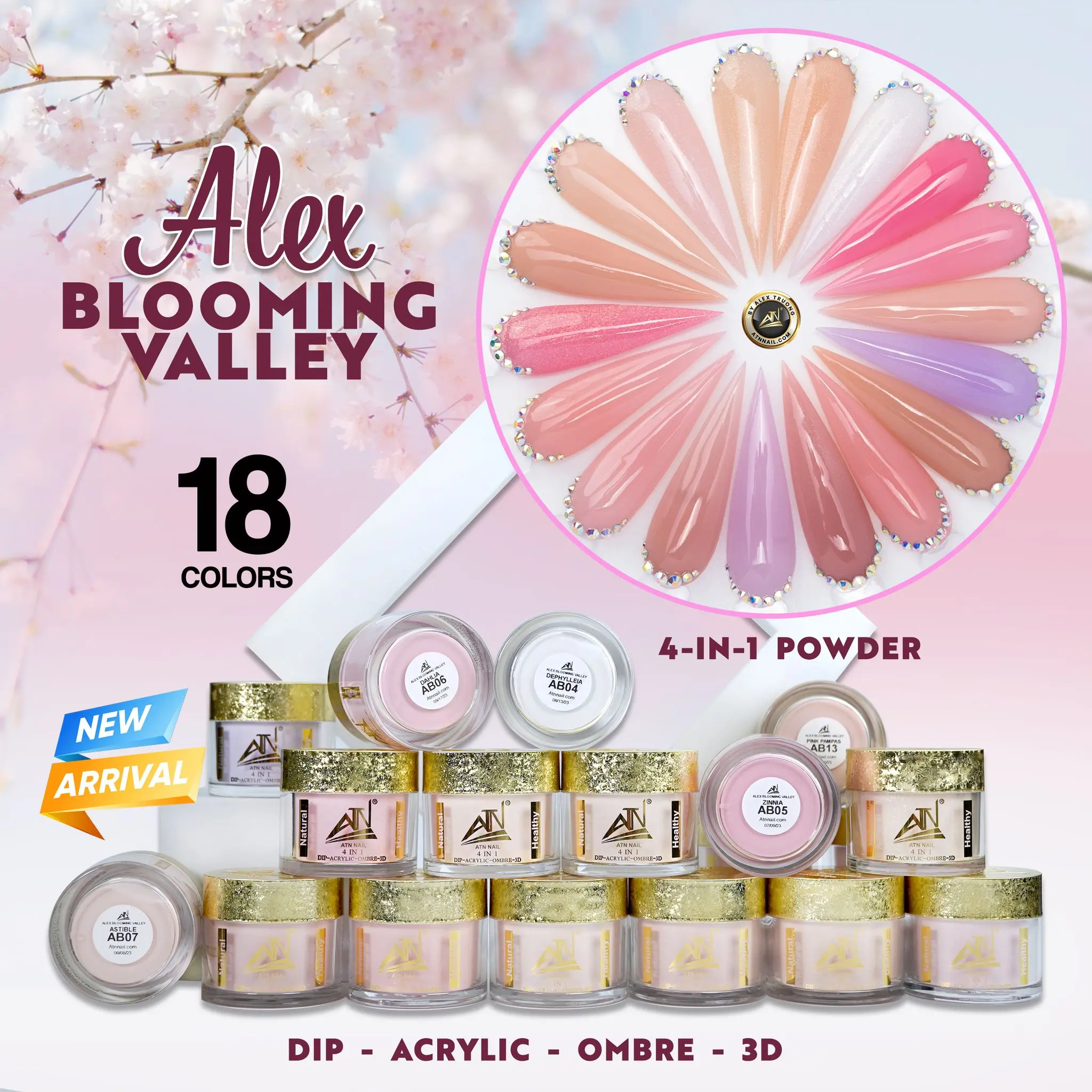 ALEX Blooming Valley Nude Collection Acrylic Powder Set – 18 Colors