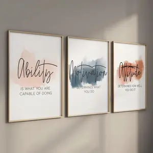 Modern Watercolor Inspirational Quotes Unframed Poster, Creative Design Print, 3 Counts/set Colorful Artwork Wall Painting, Motivational Wall Art Modern Art Design for Office, Bedroom, Living Room, Decor, Quote Prints