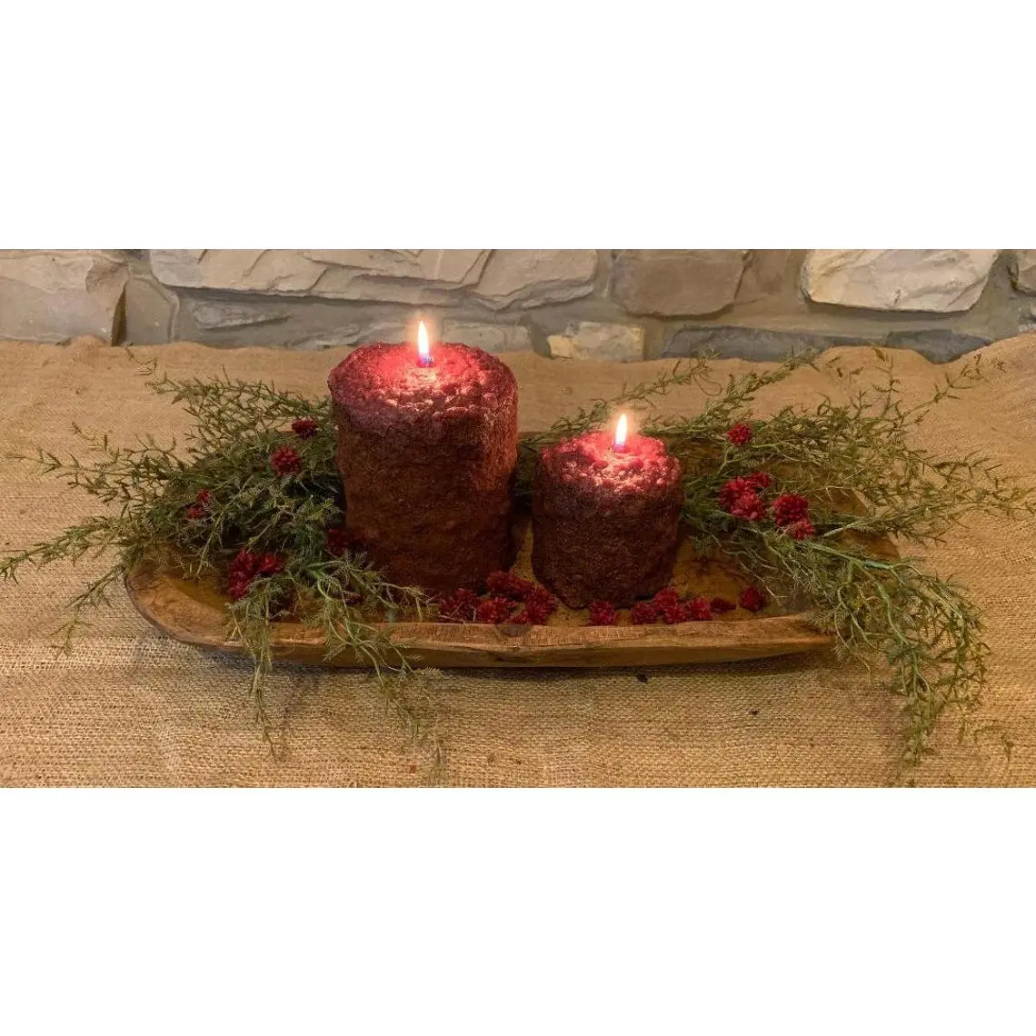 Cranberry Clove Large Hearth Candle - Scented Freshener with Decorative Twine and Red Accents