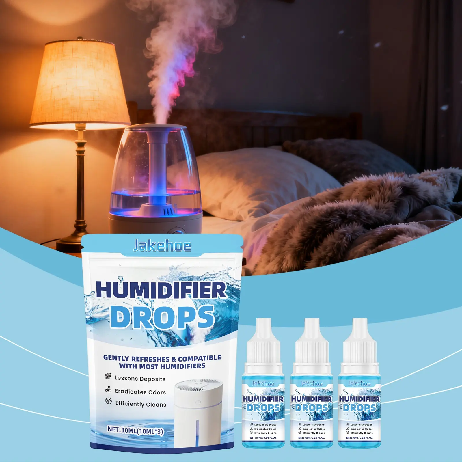 Jakehoe Humidifier Cleaner, Home Living Room Bedroom Air Purification Deodorizer Dust Removal, Household Cleaning Agent