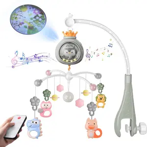 Crib Mobile with Music and Lights, Mobiles  Cribs, Baby Nursery Space Portable Infant Arm Hanger  Girls Boys Babies Bassinets Pack and Play Clip On Attachment, Toys Musical Hanging