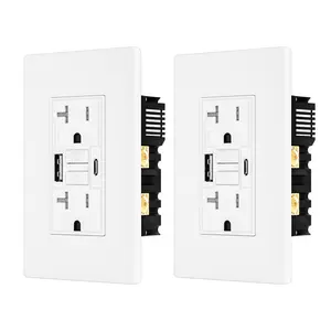 2 Pack 20AMP GFCI Outlet with 4.8A/24W Type A & Type C USB Charging Ports