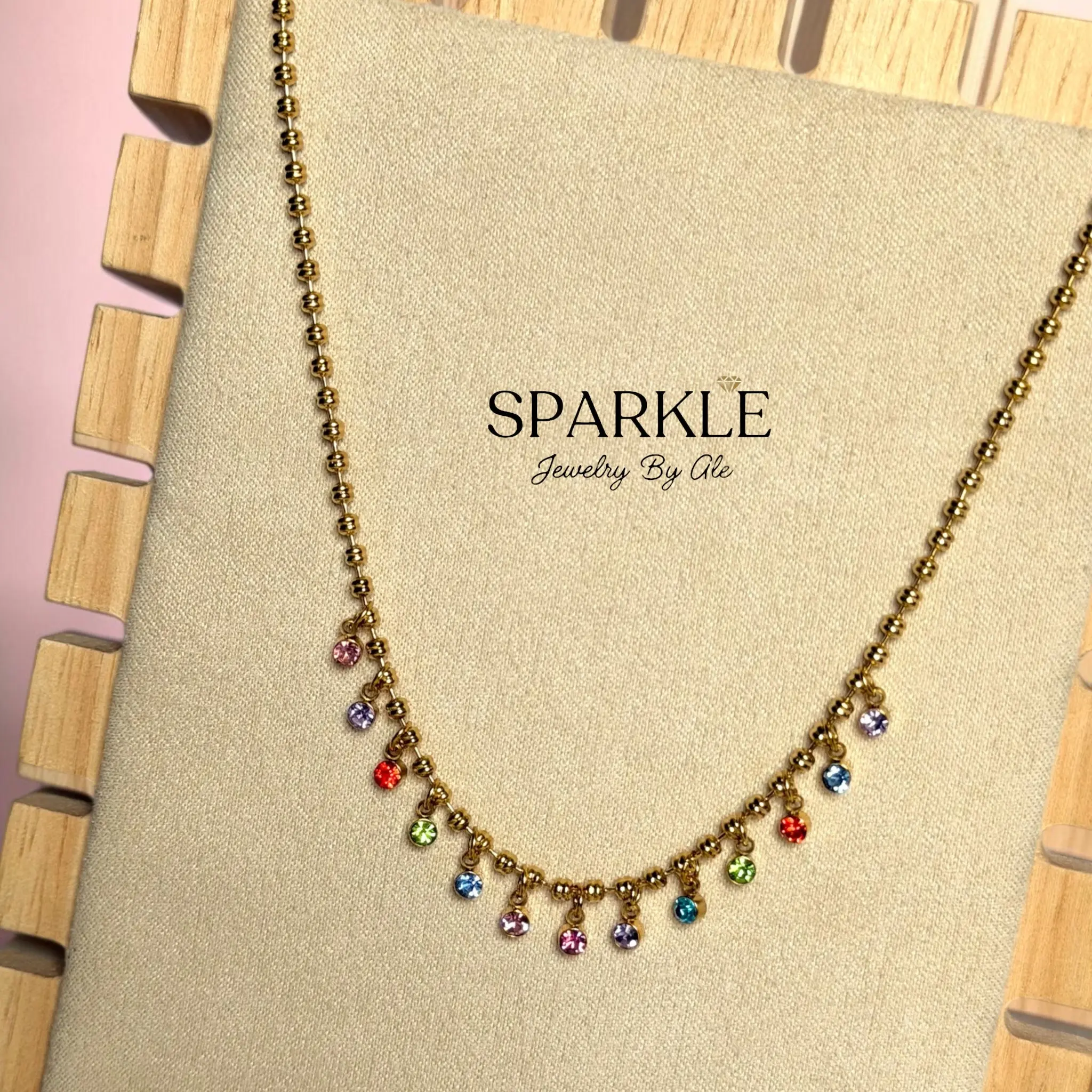 Aurora Confetti Necklace | Stainless Steel 18k gold plated | 16”+2” extension 