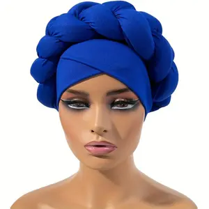 Braid Twist Big Turban Cap Solid Color Head Wrap Stylish Hijab Head Scarf Women Bonnet Beanies Chemo Hats/