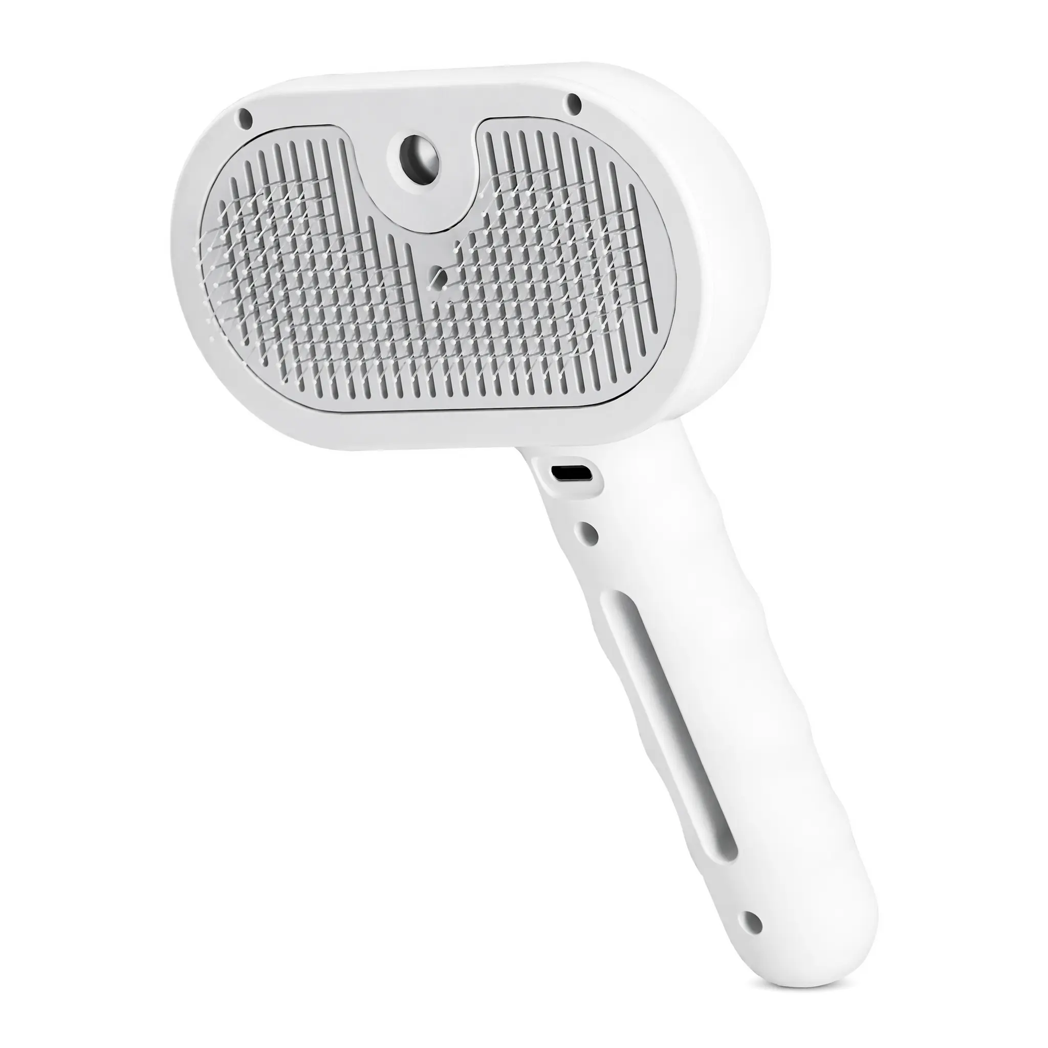 Small Animal Grooming Comb - Grooming Tools with Built-in Atomization Sprayer to Prevent Floating Hair, Comfortable Rounded Needle Tips for Pet Skin Protection, USB-Rechargeable Cordless for Indoor & Outdoor Use
