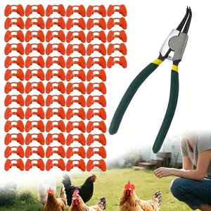[Summervibes] 100Pcs/Set Pinless Peepers with Pliers,Chicken Peepers Pheasant Poultry Blinders Spectacles Anti-Pecking Eye Glasses Pliers Tool for Pet Middle,Christmas Party Gifts,Hand Tools Kits