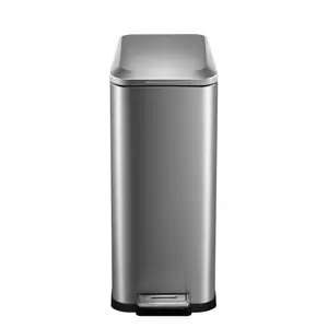 GARVEE 50 L / 13 Gal Hands-Free Stainless Steel Commercial Kitchen Step Trash Can with Slim Rectangular Fingerprint-Resistant Soft Close Lid Garbage Can