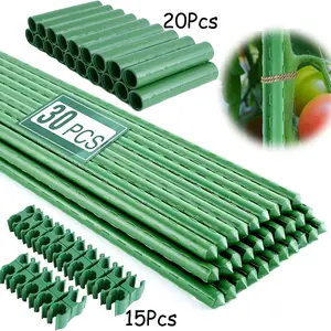 Garden Stakes Set, 65pcs/set Rust-proof Steel Vegetable Support Stakes, DIY Garden Climbing Plants Support Frame Set, Includes 30 Stakes, 20 Connectors and 15 Rotatable Clips, Garden Tools, Garden Support Structure