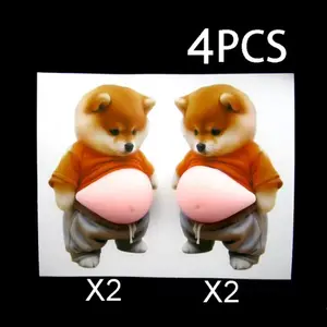 4pcs 3D Shiba Inu Belly Anti-Collision Pads, Soft Silicone Design, Stress Relief, Waterproof, Fits Multiple Surfaces, Home & Car Decor