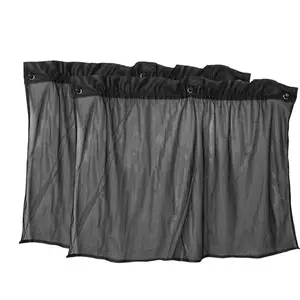 2 Pcs Suction Cup Black Mesh Window Curtains Car Sun Shade 70 x 45cm
