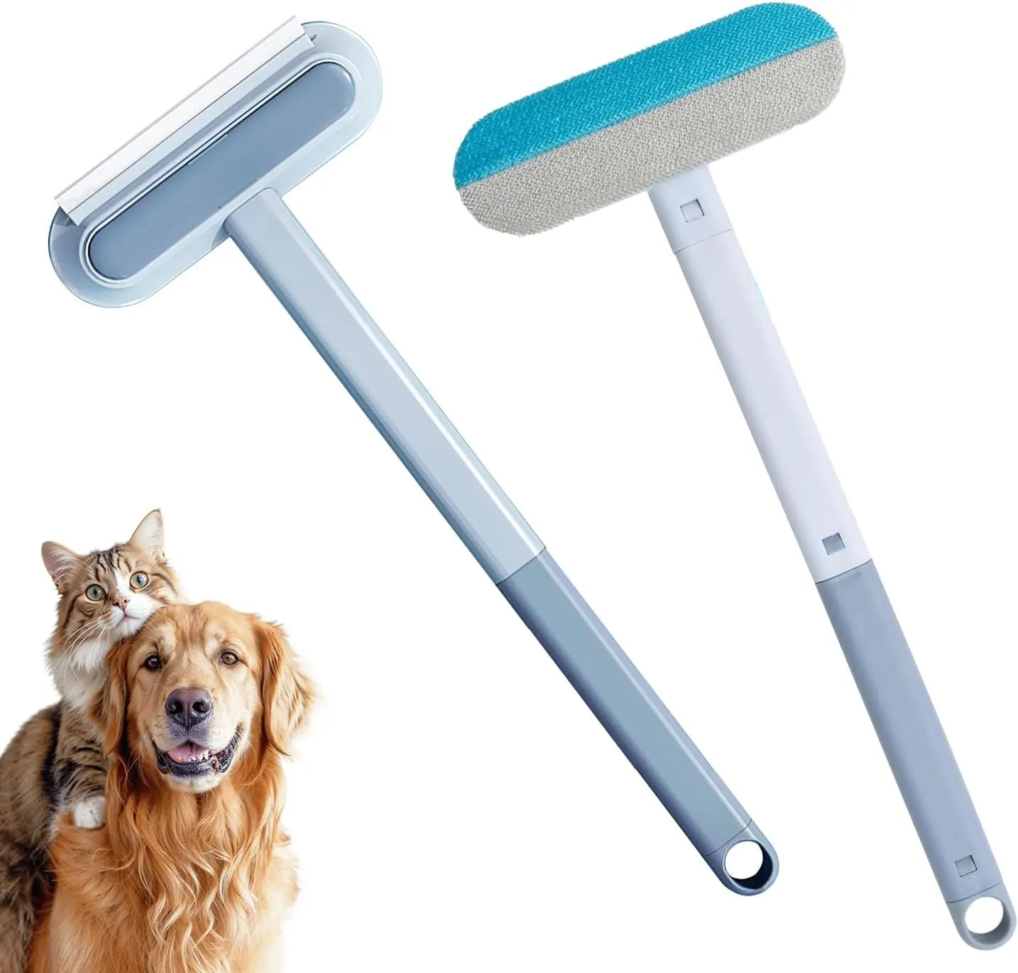 Upgraded Reusable Pet Hair Remover Brush –fur removal tool, Extra-Long Handle Lint Cleaner for Dog & Cat Hair, Washable Multi-Surface Tool for Furniture, Bedding, Clothes & Car Interiors Cleaning Grooming