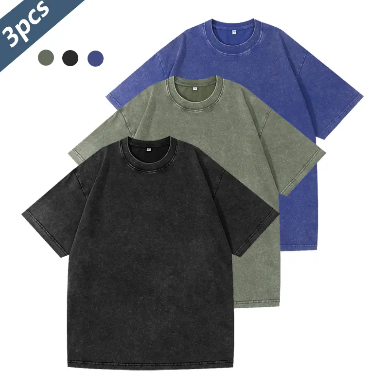 Women's Retro Washed Cotton Streetwear 3-Piece T-Shirt Pack - Short Sleeve, Loose Unisex Fit Casual Tops, Shirts for Women Multi-Pack Set, Multi-Pack Set Women's T-Shirts