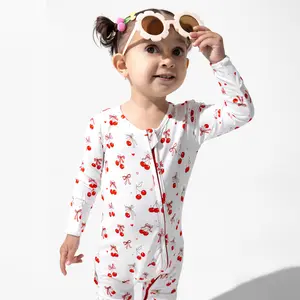 Cherry On Top Bamboo Convertible Footie Chic Playsuit Breathable