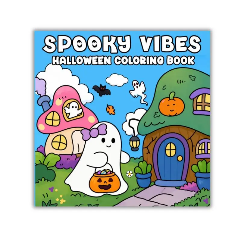 Cozy Fall Halloween Gift Spooky Vibes Halloween Coloring Book: Featuring 50 Cute and Cozy Hygge Moments Designs For Teens and Adults