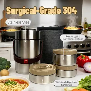 67.63oz 304 Stainless Steel Vacuum Insulation Lunch Box with Insulated Bag Portable 3 Layer Insulated Lunch Compartment Vacuum Insulated Barrel Thermal Lunch Boxes Leakproof Insulated Lunchbox Containers Leakproof Food Containers