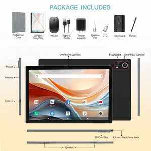2025 Newest Android 14 Tablet 10 inch, 128GB ROM + 8GB RAM + 1TB Expandable, 2 in 1 Tablets with Keyboard/Case/Mouse, 5G WiFi, Octa-Core, GPS, 7000mAh Battery,13MP Dual Camera internet tablet