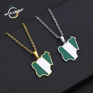African Nigeria Map Flag Pendant Necklace | Fashionable & Versatile | Anniversary Gift | Selected Gift |