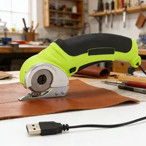 Cordless Electric Scissors, 240RPM Rechargeable Handheld Fabric Cutter, Portable Heavy Duty Cutting Tool for Carpet Leather Cardboard Sewing Crafting, Light Green