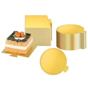 100pcs Mini Golden Cake Boards Round and Square Mousse Cupcake Base Paper Plates Dessert Board Circle Base for Cake DIY, Baking Dessert Party Wedding Birthday