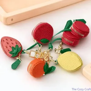 Cute PU Leather Fruit Coin Purse, Mini Wallet with Strawberry, Lemon, and Apple Designs, Functional Hanging Keychain, Small and Compact, Perfect for Everyday Use, Travel, and Gifts tiktokshopspringglowup