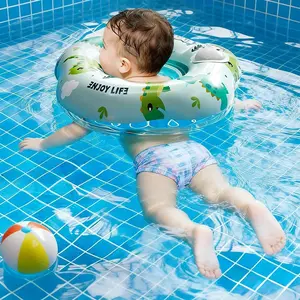 Inflatable Neck Ring Swim Buoyancy Aid, Baby Swimming Safety Life Vest, Newborn Bathing Float Circle with Pump Included, Inflatable Floater