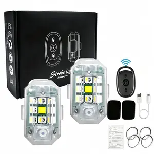 2/4PCS Rechargeable RGB LED Aircraft Strobe Lights, Wireless Remote Waterproof Warning Flash Lights for Truck Motorcycle ATV Off‑Road Drone Boat