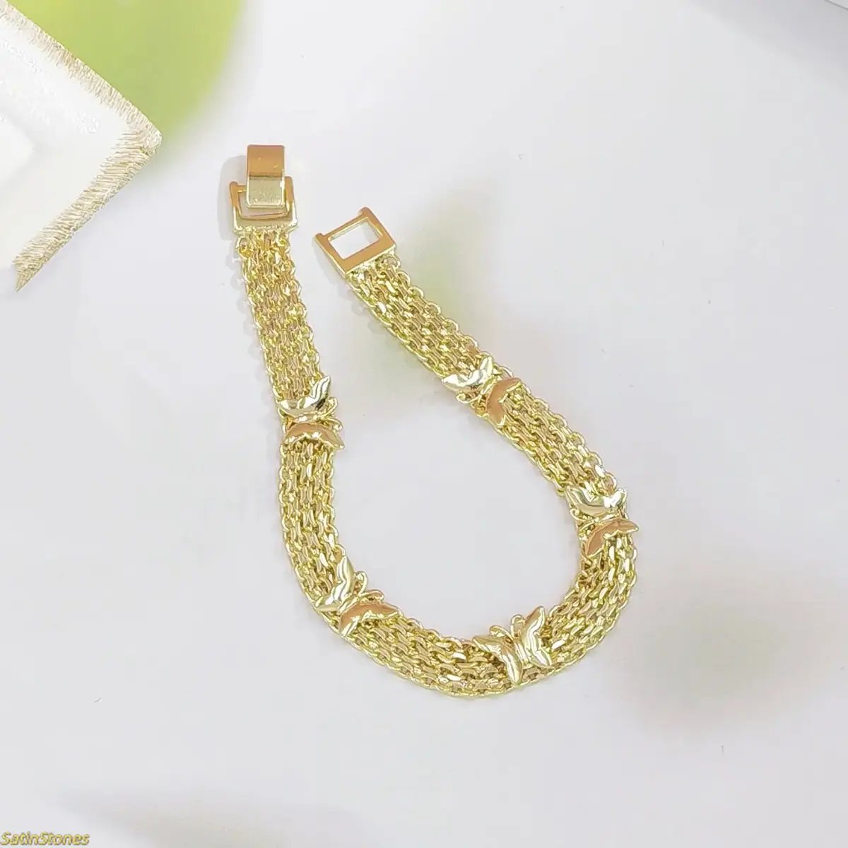 Gold Plated Bangle - 1-Piece Unisex Aesthetic Charm Bracelet with Metal Coating, Fashion Costume Jewelry Accessory for Bestie Gift, Friends, Elegant, Gold Butterfly Accent Charms & Pendants, Jewelry Style Charms & Pendants