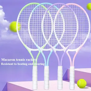 21 Inch Macaron Color Tennis Racket, Youth Beginner & Professional Training, Iron Alloy Material, Lightweight Durable, Indoor Outdoor Use, Sports Rackets
