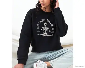 Mental Health Sweatshirt, Skeleton Yoga Shirt, Positive Sweater, Womens Mental Health Shirt, Meditation Sweatshirt, Oversized Skeleton Shirt