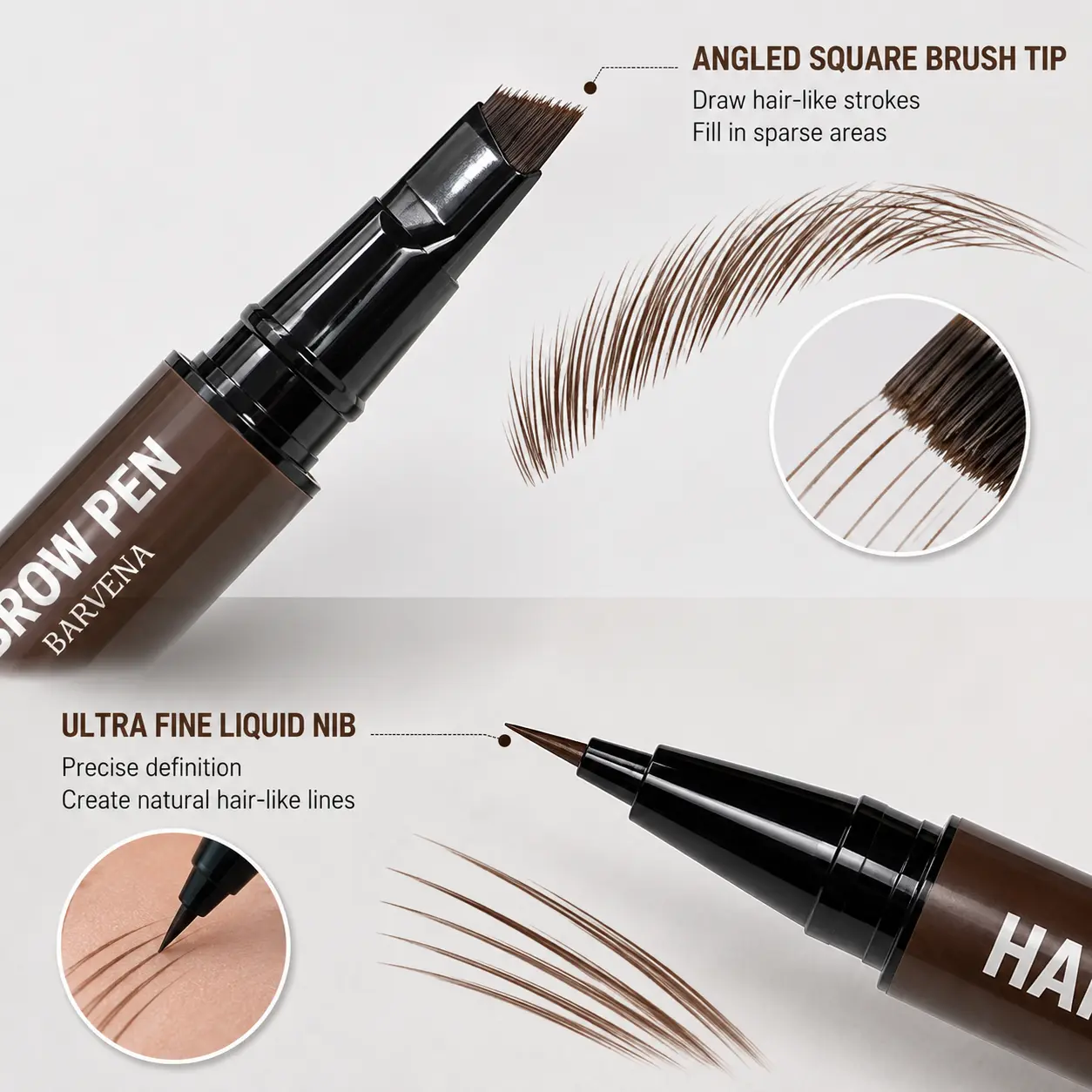 2-Pack Eyebrow Pencils (2 Pens Included), Dual-Ended 4D Microblading Brow Pen, Precision Hair Stroke Brush Tip, Natural Eyebrow Makeup, Easy-to-Use Brow Filler for Thin & Sparse Brows