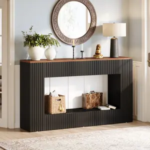 Tribesigns Modern Console Table, 55-Inch Wood Entryway Table with Storage, Narrow Long Sofa Table Behind Couch Table for Living Room, Foyer, Hallway, Black Furniture Luxury