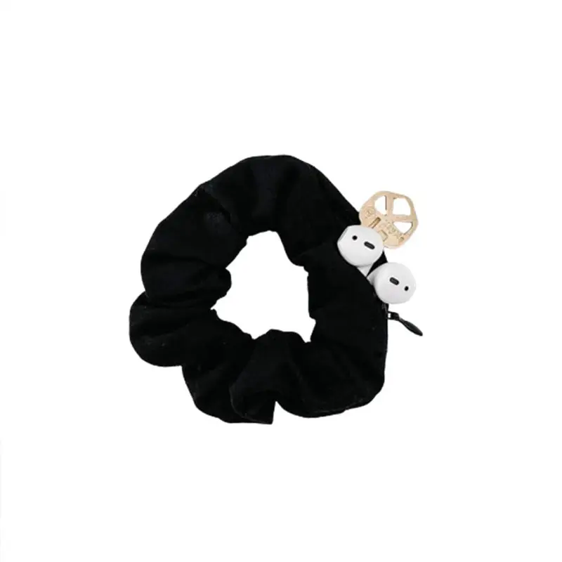【Clearance Sale】Velvet Hairband Set (4/8/12/20 Pieces), Chic Fashion Headbands for Women & Females, Hidden Pocket Elastic Band with Zipper for Small Items, Keys, Money - Black