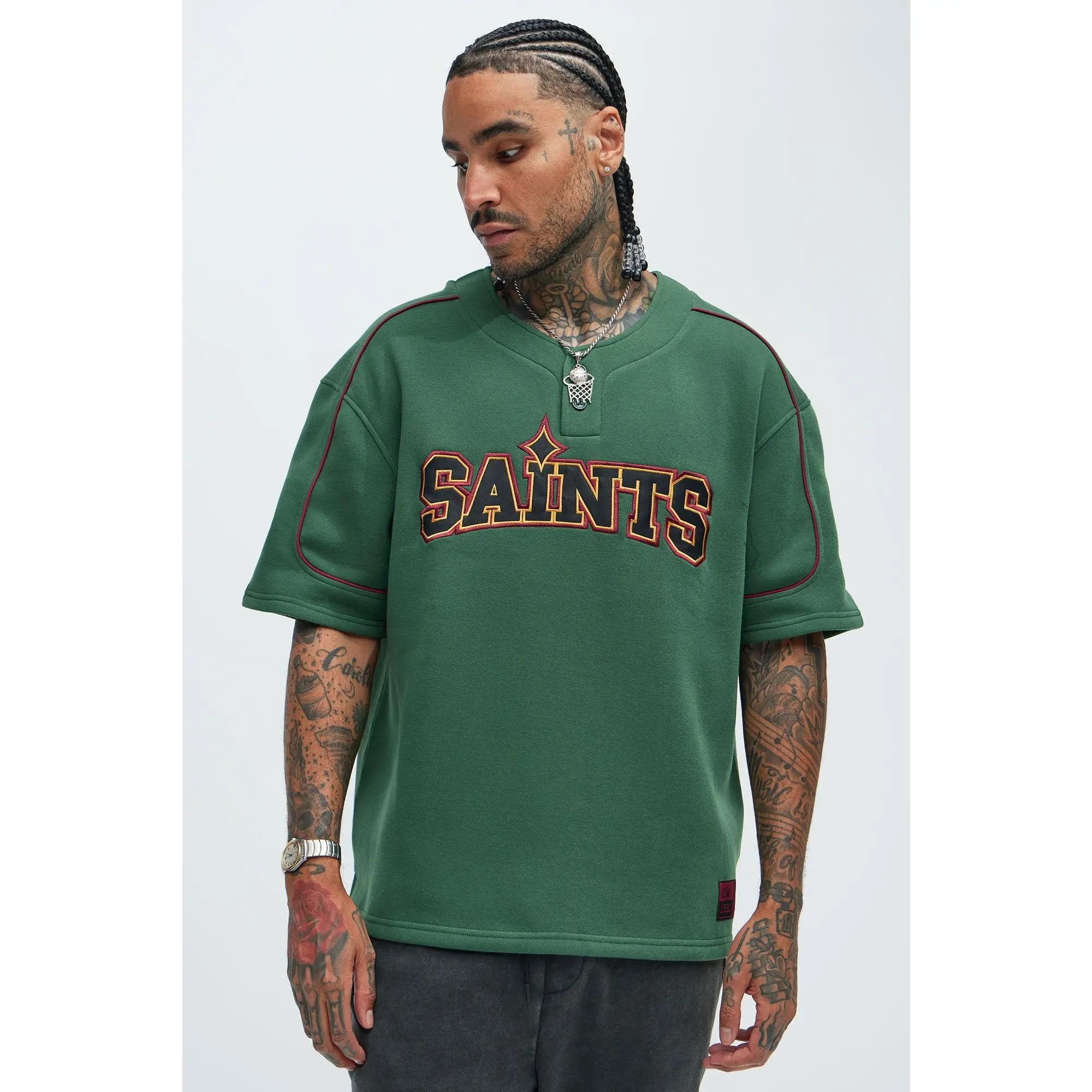 Saint Worldwide Short Sleeve Henley - Green