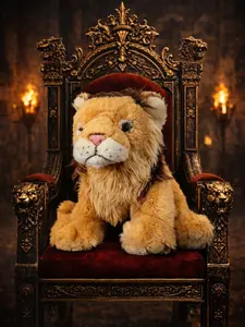 The Armored Kingdom Lion Plushie - Ultra-Soft 17-inch Cuddle Companion with Floppy Limbs & Fluffy Mane - Perfect for Plush Lovers & Collectors