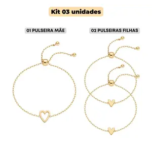 2/3pcs 14K Gold Plated Stainless Steel Matching Heart Solitaire Bracelet Set for Women Mother Daughter Friendship jewelry gifts