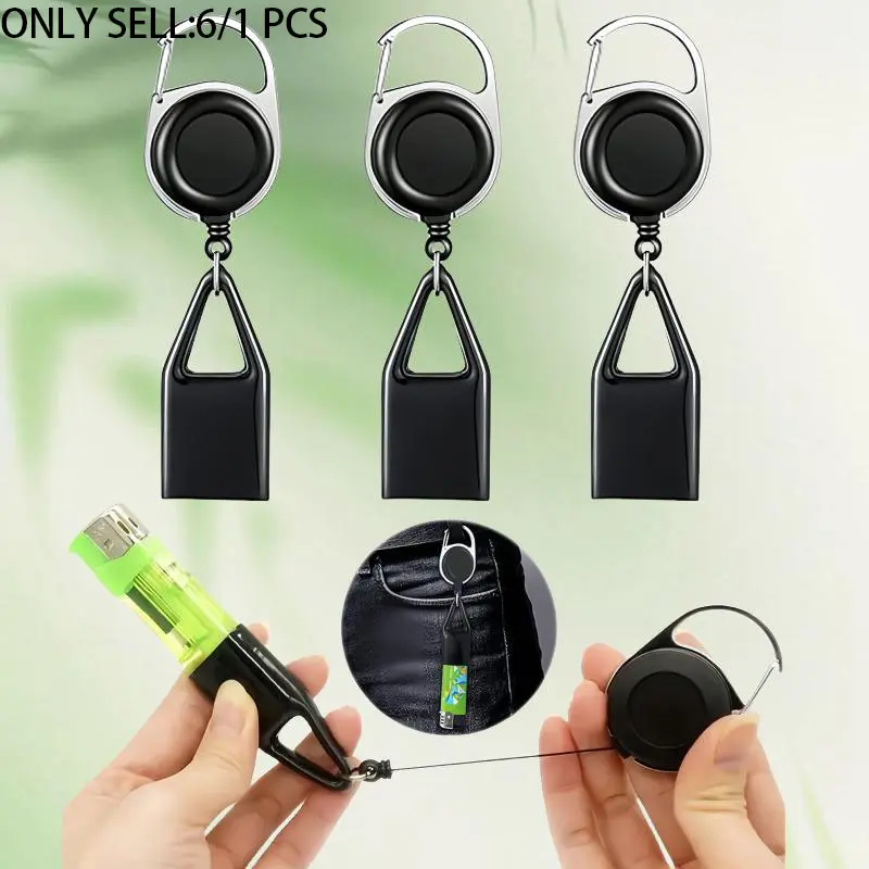 6/1 pcs-Adjustable Slim Lighter Case with Keychain, Unisex, Anti-Loss Waist Bag and Keychain Holder Accessories, Portable and Secure, Ideal Gift for Men, Keychain Accessory