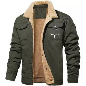 Men's Vintage Western Jacket Warm Fleece Coat Workwear Trucker Casual Top