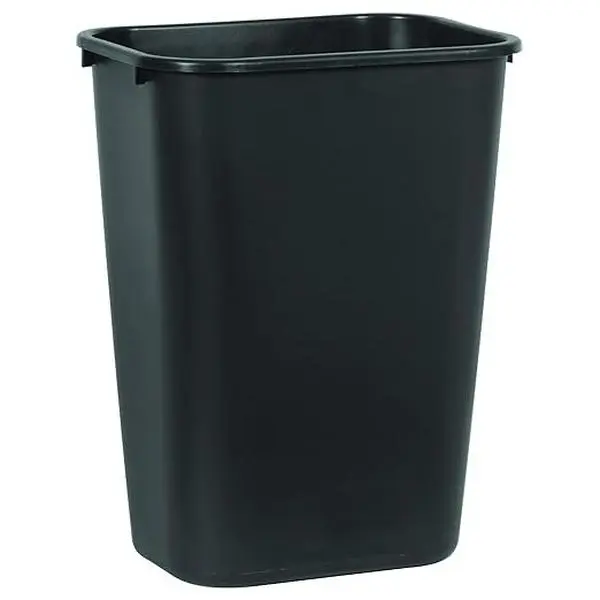 Rubbermaid Commercial Products Deskside Wastebasket/Trash Can, 10.25-Gallon/41-Quart, Black, Plastic, Garbage Can for Home/Office, Fits Under Desk/Sink/Cabinet