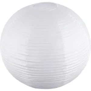 White Round Paper Lanterns, 15.75" Large Hanging Paper Lantern Lamp, Chinese/ Paper Lantern Pendant Light for Party Decoration, Wedding, Home Decor Ceiling Lampshade(1 Pack)
