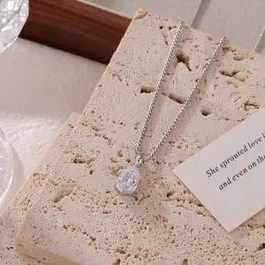 Silver Pear Cut Diamond Necklace