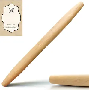 The French rolling pin drum is suitable for baking pizza dough, pies, and cookies made of beech wood (15.7 inches)