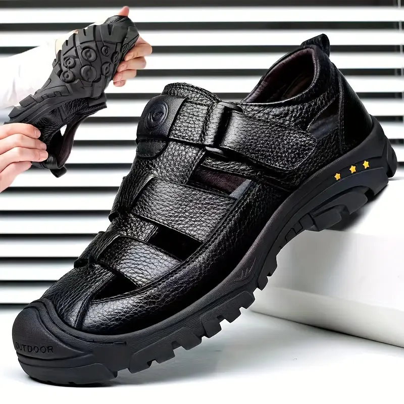 Brand Bdhjydb Men'S Summer Breathable Genuine Faux Leather Soft-Soled Beach Shoes, Versatile Casual Sandals, Dual-Use Large Size Trendy Outdoor Footwear.