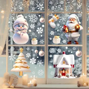 113pcs Christmas Window Clings Set - Santa & Holiday Decals for Festive Glass Decor, Ideal for Parties & Home Celebrations