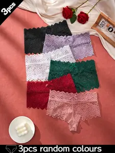 Women's Lace Underwear Set, Sexy Low Waist Design, Comfortable Soft Fabric, Breathable Material, All-Season Wear, Random Colors