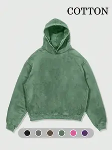 Men's Basic Washed Cotton Hoodie, Soft Fabric, Casual Style, Comfortable Fit, Perfect for Daily Wear, All Seasons
