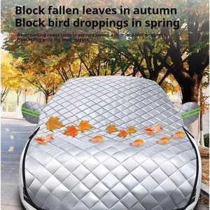 Triple-Layer Reflective All-Season Car Cover with Magnetic Edge - Front Windshield Sunshade for Sun Protection, Heat Insulation, and Snow-Frost Protection, Includes Sunshade Curtain
