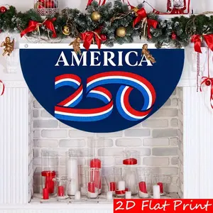 1pc Semi-Circular America 250 Patriotic Outdoor Banner, 1776-2026 Design for Christmas Halloween, Durable 2D Flat Print Lawn & Garden Decor