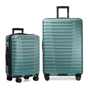 U.S Traveler US09181E2 2-Piece Boren Hardside Rugged Spinner Luggage Set, 22in & 30in, USB Port, Teal - Carry-On, Crash-Resistant, Double-Handled, 4-Wheel, High-Capacity Luggage Sets, Carry-On Luggage Sets