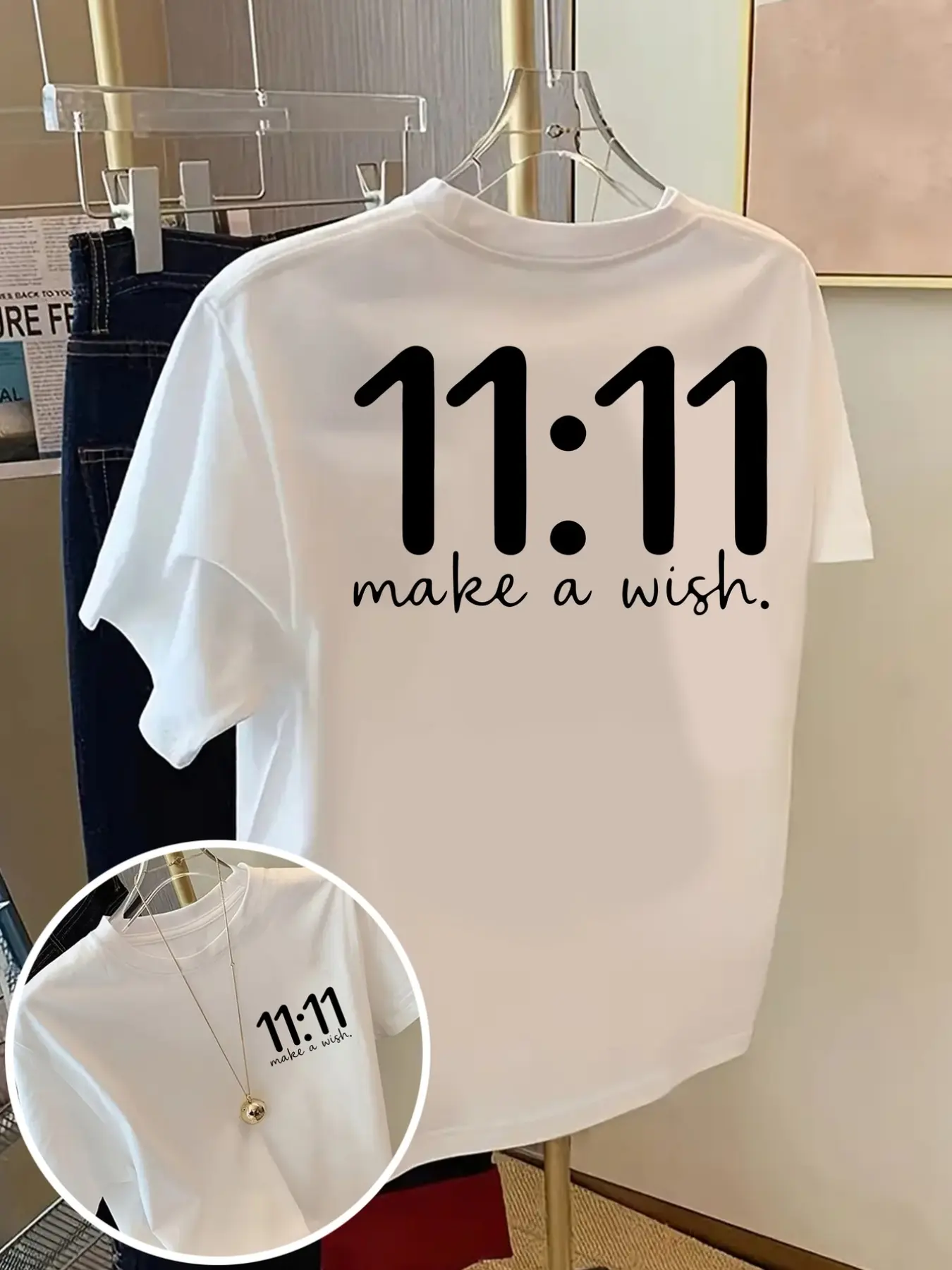 Short-Sleeve T-Shirt With Front And Back Print - Double Eleven, Shopping Festival Fashion Print - Women'S Spring/Summer Trendy Print T-Shirt, Fashion Item